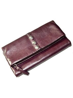 Brighton Nolita Shimmer Large Fold-over Wallet Magnetic Close Merlot 7.25 x 4